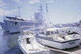 French Polynesia, ships and fishing boats docked in Papeete harbor