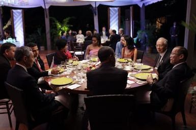 Barack Obama and Michelle Obama attend the Leaders Dinner at the APEC summit in Honolulu, Hawaii, November 12, 2011