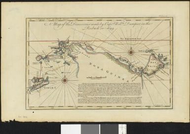 A map of the discoveries made by Captn. Willm. Dampier in the Roebuck in 1699 / E. Bowen sc