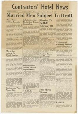 Contractors' Hotel News, Volume 1, Number 3, Friday, January 29, 1943
