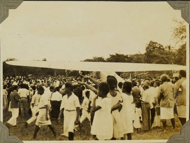 Crowds welcoming Charles Kingsford-Smith at Albert Park, Suva, Fiji, 1928