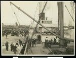 S.S. Ohio loading baggage for the Los Angeles Chamber of Commerce's voyage to Hawaii, San Pedro, 1907