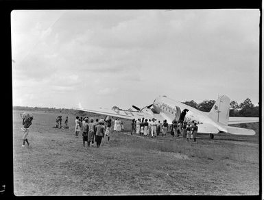 Qantas Empire Airways aircraft at Kaveing airfield, Papua New Guinea