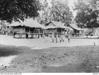 BUKAWA, HUON GULF, NEW GUINEA. 1944-12-14. CHILDREN AT A NATIVE VILLAGE EAST OF LAE VISITED BY 43 LANDING CRAFT COMPANY MEMBERS