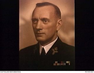 SYDNEY, NSW. STUDIO PORTRAIT OF CHIEF PETTY OFFICER STOKER PERCY ALBERT COLLINS DSM AND BAR (1905-1990). ONLY TWO BARS TO THE DSM WERE AWARDED TO MEMBERS OF THE RAN FOR SERVICE IN WORLD WAR 2. ..