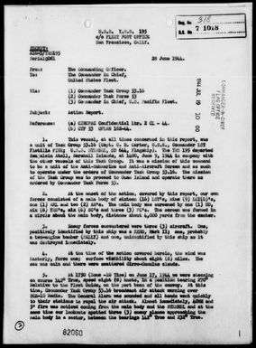 YMS-195 - AA Action Report, 6/17/44 - Southeast of Saipan Island; Marianas