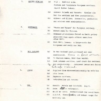 Land tenure course notes: colonial land policies