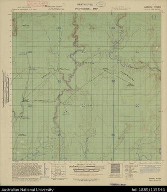 Papua New Guinea, New Britain, Andru River, Provisional map, Sheet B55/12, 1944, 1:63 360