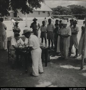 Farmers collecting wages