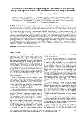 Successful eradication of signal crayfish (Pacifastacus leniusculus) using a non-specific biocide in a small isolated water body in Scotland