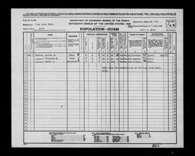 1940 Census Population Schedules - Guam - Piti County - ED 9-2
