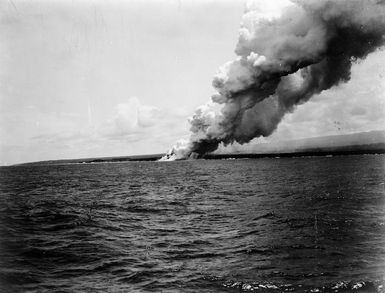 Volcanic plume rising from an eruption at Savai'i, Samoa