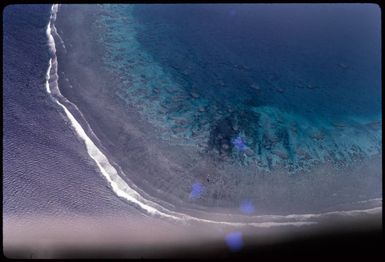Coral reef and island, Fiji, 1971