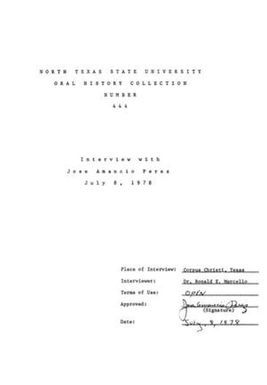 Oral History Interview with Jose Amancio Perez, July 8, 1978