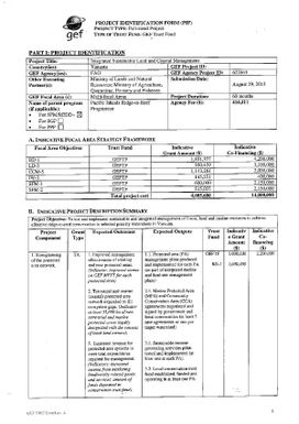 Project Identification Form: Integrated Sustainable Land and Coastal Management