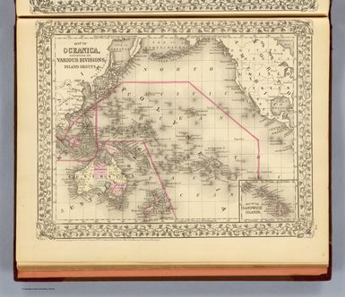 Map of Oceanica, exhibiting its various divisions, island groups &c. (with) Map of the Sandwich Islands. Entered ... 1879 by S. Augustus Mitchell ... Washington. (1880)
