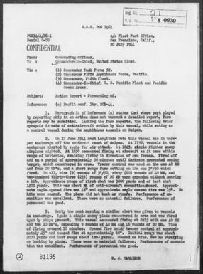 USS PCS-1461 - Report of AA Action on 17 & 18 June 1944 While Anchored in Garapan Anchorage, Saipan Island, Marianas