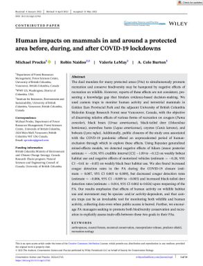 Human impacts on mammals in and around a protected area before, during, and after COVID-19 Lockdowns