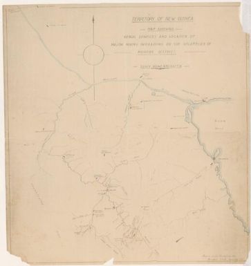 Territory of New Guinea : map showing aerial services and location of major mining operations on the goldfields of Morobe district / Bulolo Gold Dredging Ltd, Bulolo T.N.G. August 14th. 1937