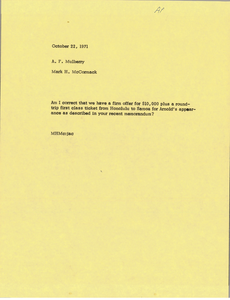 Memorandum from Mark H. McCormack to Al F. Mulberry