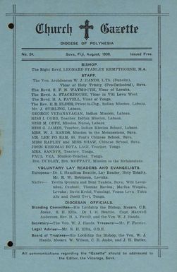 Church Gazette, Polynesia: August 1930