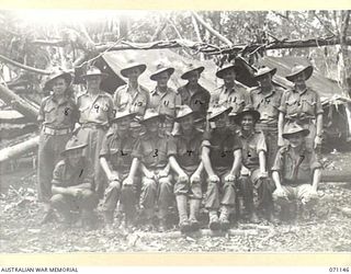 FORTIFICATION POINT, NEW GUINEA, 1944-03-15. MEMBERS OF THE 32ND FIELD SECURITY SECTION, INTELLIGENCE CORPS. IDENTIFIED PERSONNEL ARE: SX17178 LANCE-CORPORAL C. BROWN (1); SX16375 LANCE-CORPORAL ..