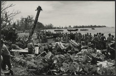 Arrival of New Zealand soldiers, and supplies, on the beach at Guadalcanal, Solomon Islands, during World War II