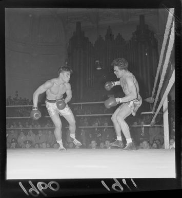 Boxing match between Samoan Tuna Scanlan and Tongan Sakopo Keti, Wellington Town Hall, Wellington City