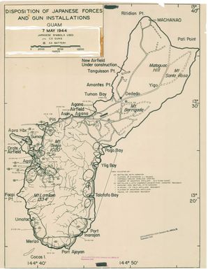 Guam: Disposition of Japanese Forces and Gun Installations