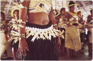 Female dance belts of coconut, shell and palm frond