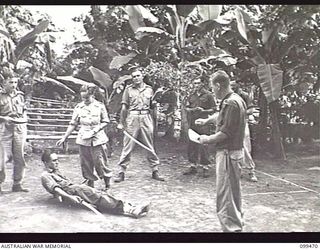 RABAUL, NEW BRITAIN, 1945-12-18. A DRAMA GROUP IN PROGRESS AT NONGA, THE AUSTRALIAN ARMY EDUCATION SERVICE CENTRE