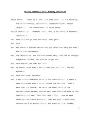 Oral History Interview with Nelson Granzella, June 1, 2000