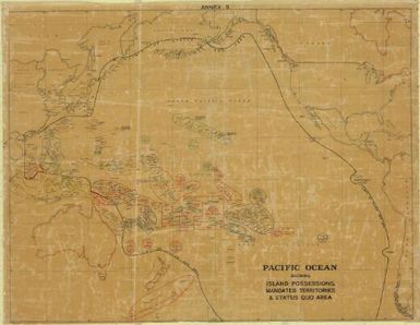 Pacific Ocean showing island possessions, mandated territories & status quo area / N.S.I.D