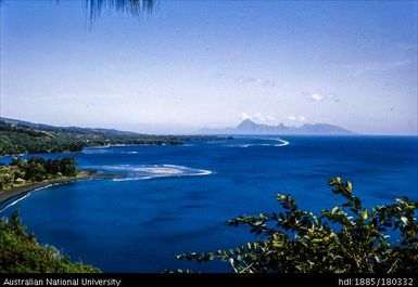 Tahiti - view of Arue Beach and Moorea from Taharaa Heights