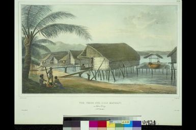 Vue prise sur l'Ile Masmapi au Havre Dorey, Nelle Guinee / de Sainson pinx.; A. Noel lith