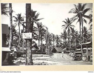JACQUINOT BAY, NEW BRITAIN, 1945-08-20. A VIEW OF THE SECTION OF THE CAMP AREA, 12 ARMY TROOPS COMPANY ROYAL AUSTRALIAN ENGINEERS