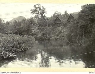 FINSCHHAFEN AREA, NEW GUINEA. 1944-03-21. THE BUMI RIVER NEAR ITS MOUTH, WHERE THE 20TH INFANTRY BRIGADE ENCOUNTERED STRONG OPPOSITION DURING THE ADVANCE FROM SCARLET BEACH TO FINSCHHAFEN