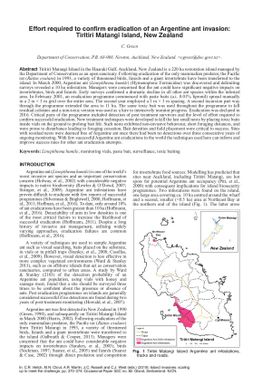 Effort required to confirm eradication of an Argentine ant invasion: Tiritiri Matangi Island, New Zealand