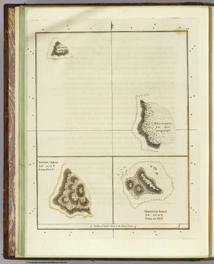 (Plans of islands in the South Pacific. Wanooaette I. Wateeoo I. Mangeea Island. Toobouai Island. By William Bligh. London, G. Nicol and T. Cadell, 1785)