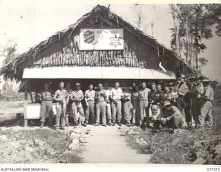 MADANG, NEW GUINEA. 1944-12-14. THE WELL PATRONIZED COMBINED AUSTRALIAN COMFORTS FUND-SALVATION ARMY RED SHIELD HUT ON THE AIRSTRIP