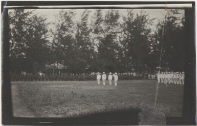 Troops of the Australian Naval and Military Expeditionary Force on parade, Rabaul?, New Guinea, probably 1914