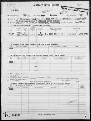 VMF-121 - ACA Reports #30-31 - Bombing & Strafing Targets on Babelthuap Island, Palau Islands, 1/11/45