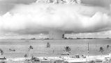 Operation Crossroads, Test Baker as seen from Bikini Atoll, July 25, 1946