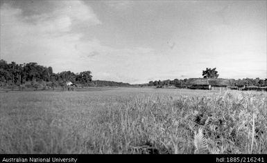 View of fields and buildings