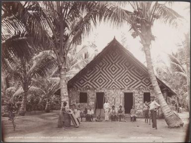 Local people in front of the Christ Church at Fiu, Malaita, Solomon Islands, 1906 / J.W. Beattie