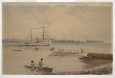 Strong, Joseph Dwight, 1852-1899 :Landing at Apia, Samoa, August 1892 / J. D. Strong.