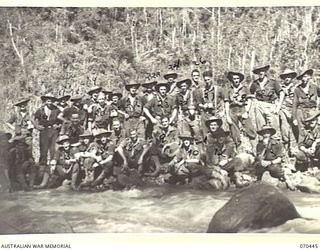 FARIA RIVER, NEW GUINEA, 1944-02-15. MEMBERS OF "C" COMPANY, 57TH/60TH INFANTRY BATTALION RESTING ON THE BANKS OF MAINSTREAM AT ITS JUNCTION WITH THE FARIA RIVER AS THEY MOVE WITH THE 15TH INFANTRY ..