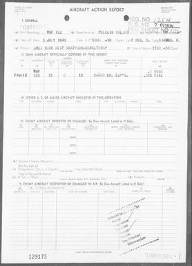 VMF-122 - ACA Reps Nos 69-72 - Air Opers Against Babelthuap Island, Palau Islands, 7/3-5/45