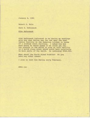 Memorandum from Mark H. McCormack to Robert D. Kain