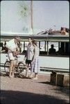 The Moana Tei (ship) at Papeete wharf, scholars Richard Moench. Paul Kay and Kaye Green on shore